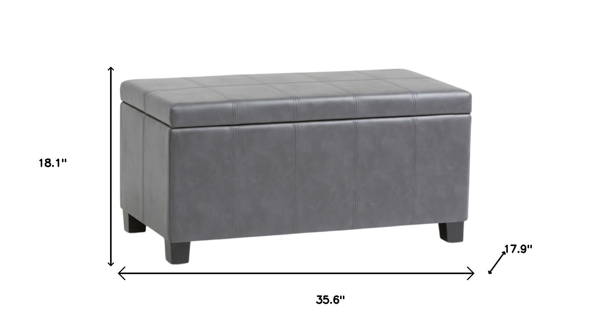 36" Dark Brown and Gray Upholstery Storage Ottoman Homeroots Living Room