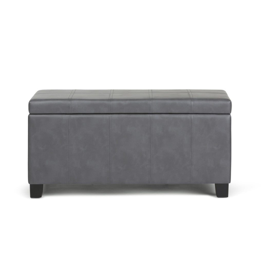 36" Dark Brown and Gray Upholstery Storage Ottoman Homeroots Living Room