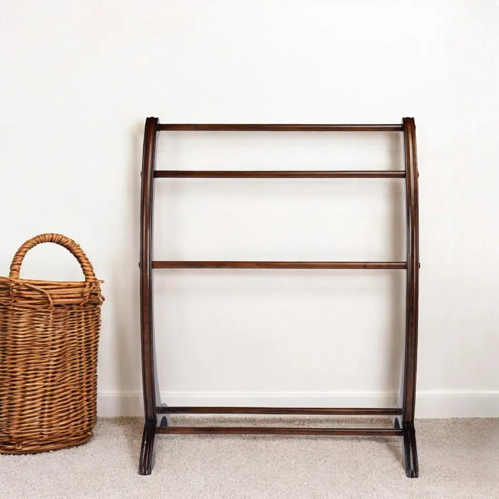 36" Deep Cherry Brown Wood Blanket Stand Homeroots Organization