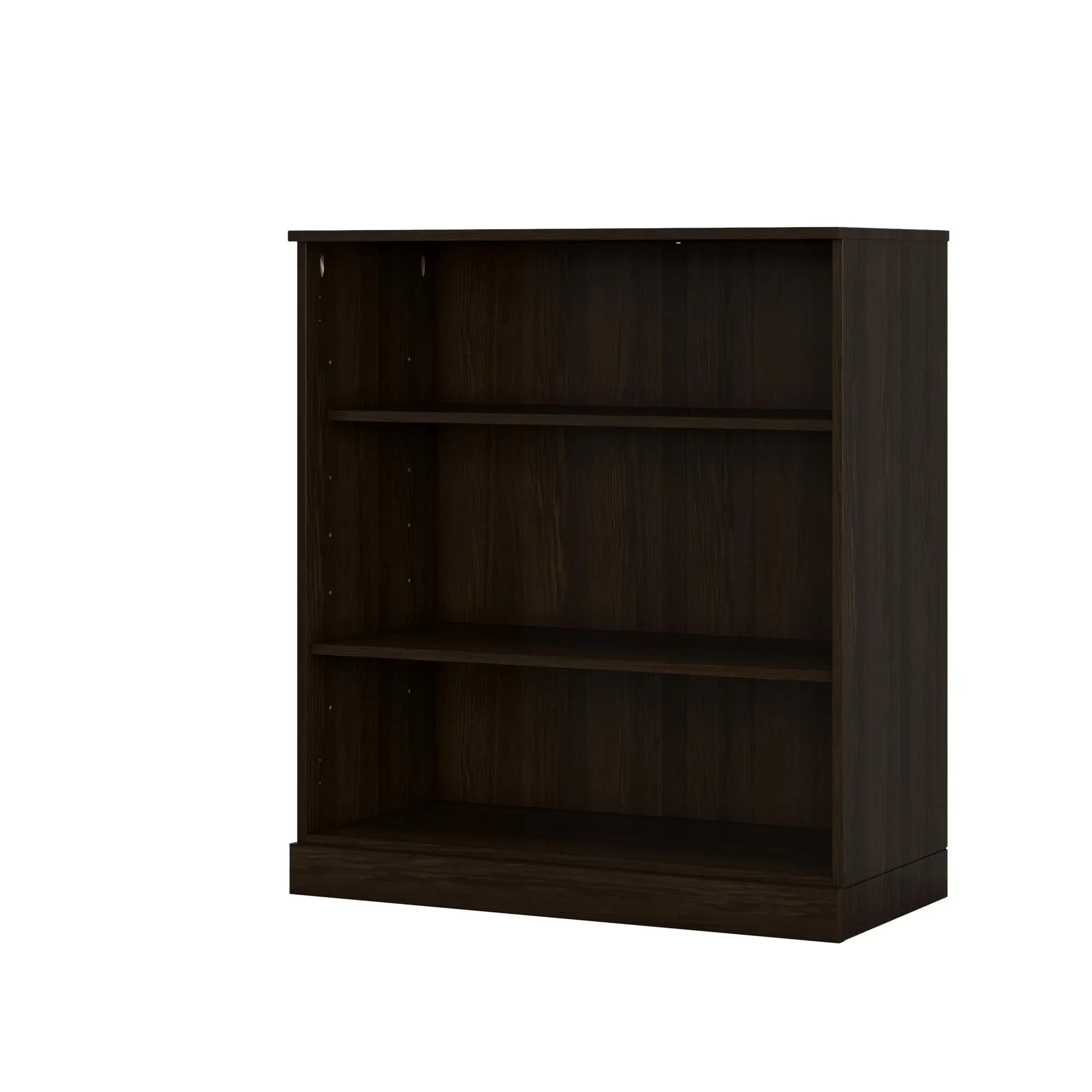 36" Espresso Solid Wood Adjustable Three Tier Library Bookcase Homeroots Office