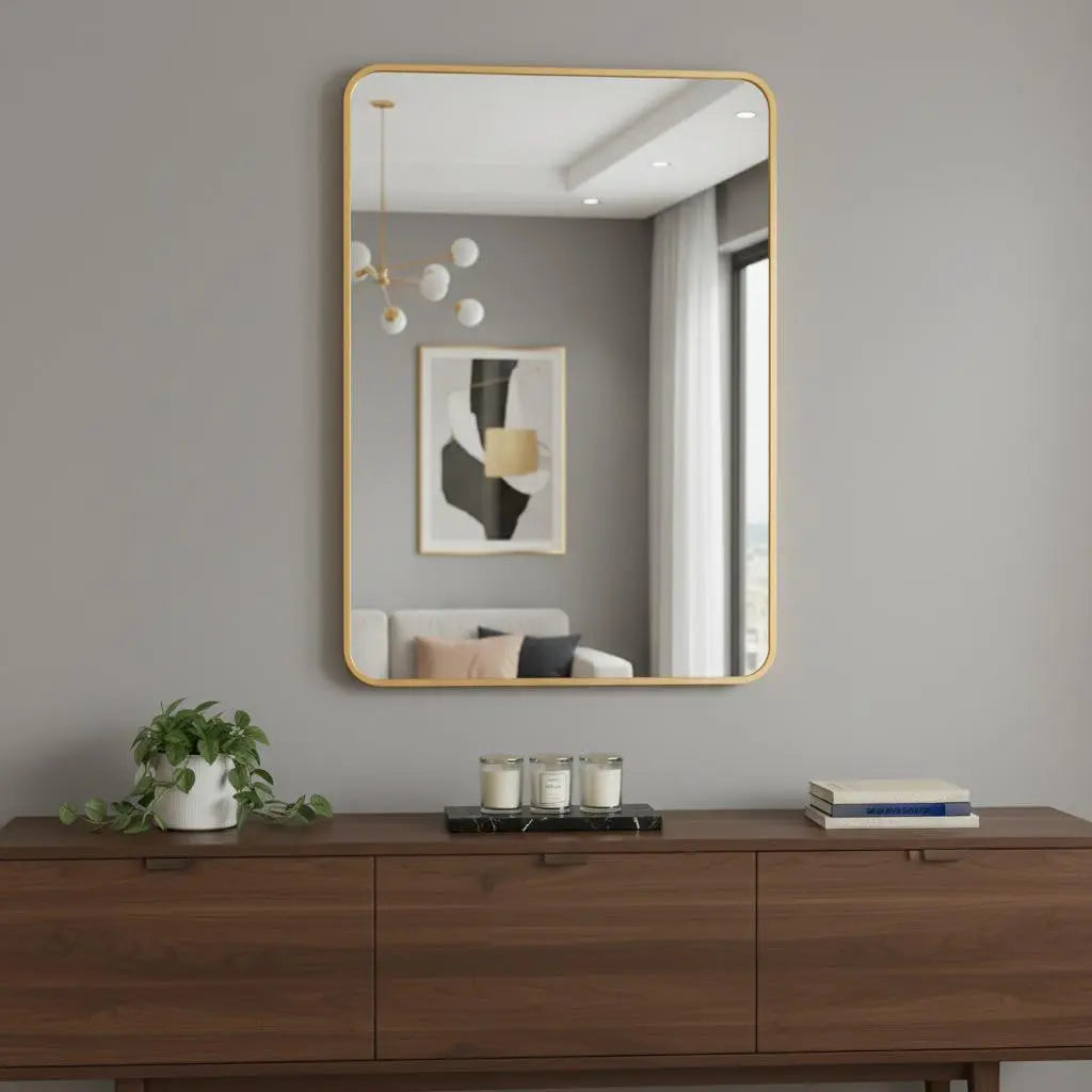 36" Gold Aluminum Framed Accent Mirror Homeroots Bed & Bath