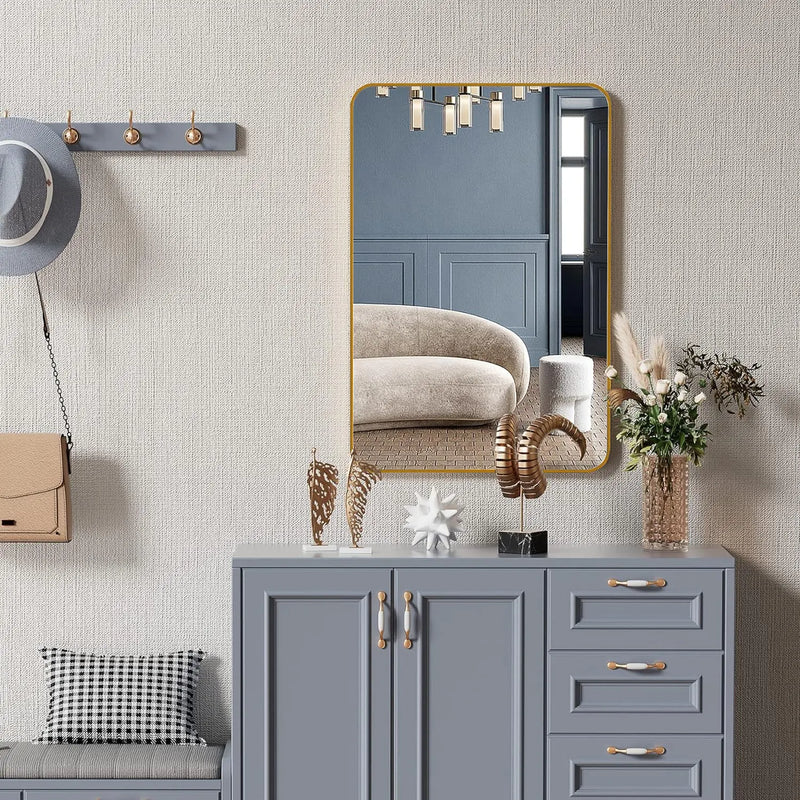 36" Gold Aluminum Framed Accent Mirror Homeroots Bed & Bath