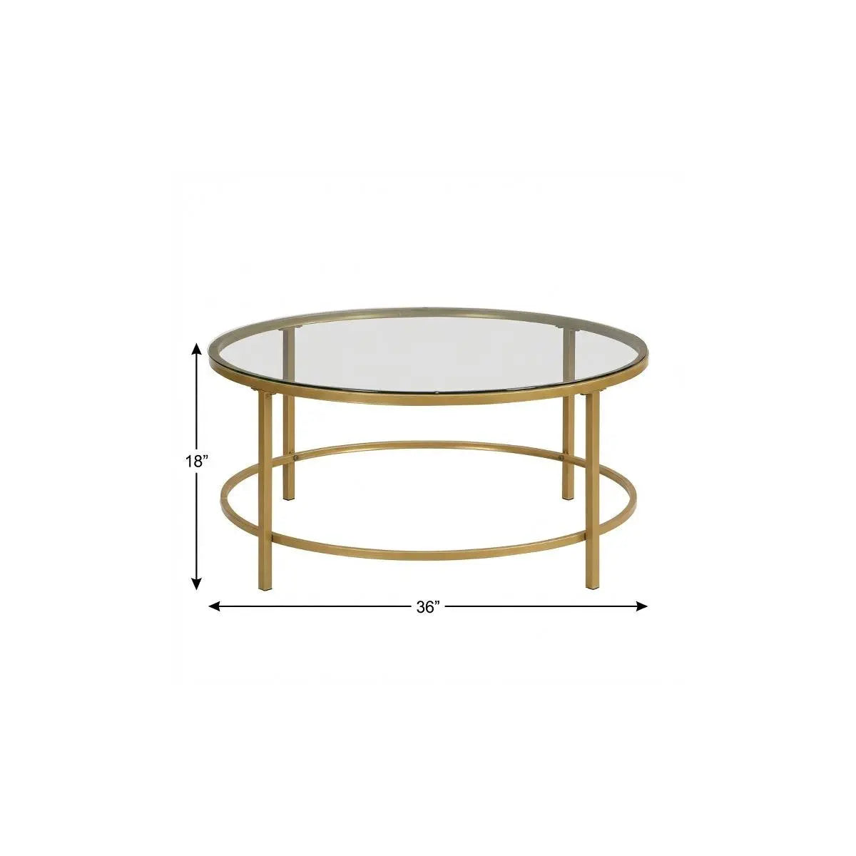 36" Gold And Clear Glass Round Coffee Table Homeroots Living Room
