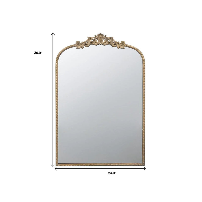 36" Gold Arch Iron Framed Accent Mirror Homeroots Bed & Bath