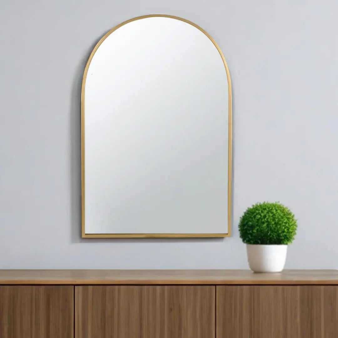 36" Gold Arch Iron Framed Accent Mirror Homeroots Bed & Bath