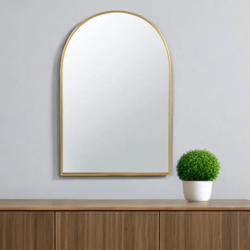36" Gold Arch Iron Framed Accent Mirror Homeroots Bed & Bath