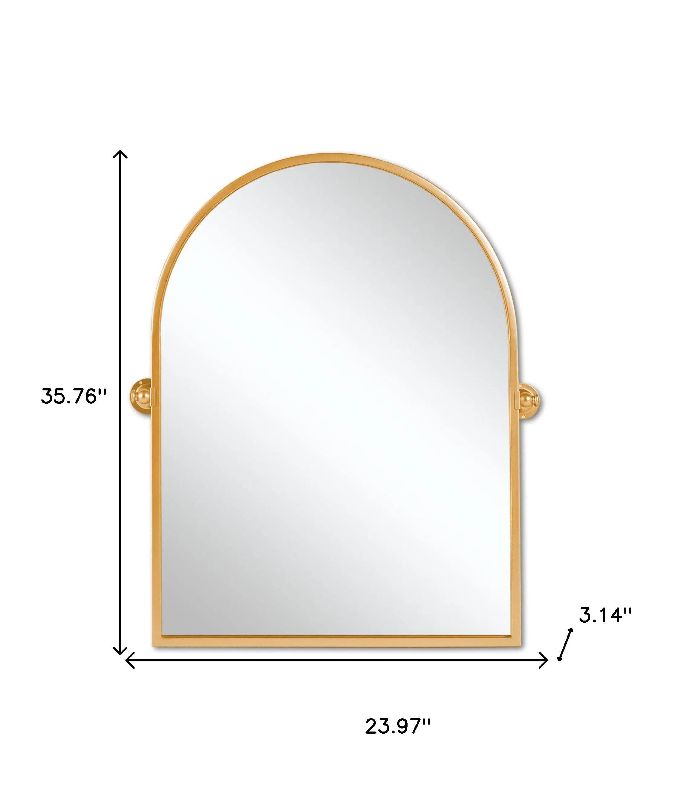 36" Gold Metal Arch Tilting Framed Accent Mirror Homeroots Bed & Bath