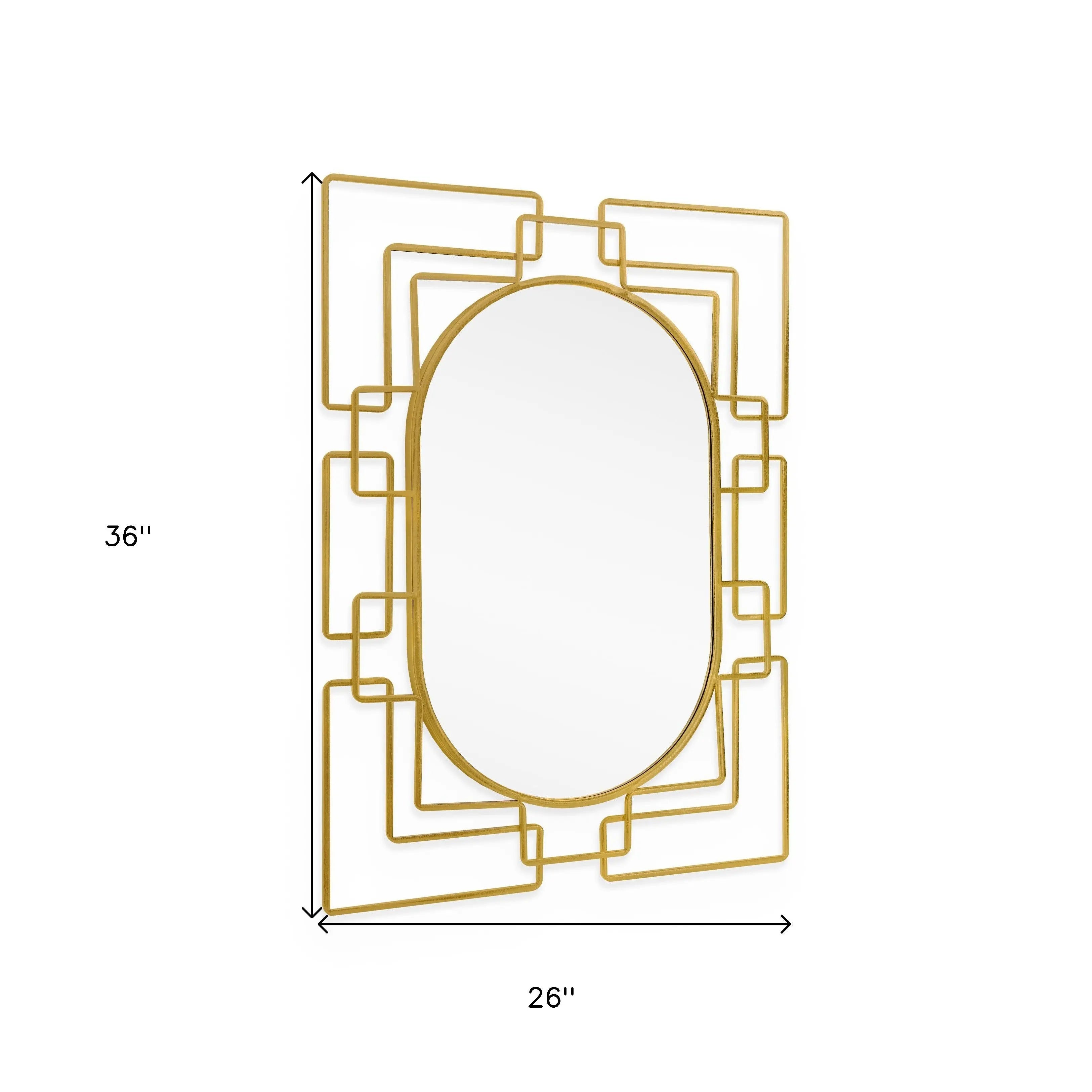 36" Gold Metal Geometric Oval Accent Mirror Homeroots Bed & Bath