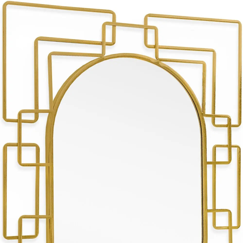 36" Gold Metal Geometric Oval Accent Mirror Homeroots Bed & Bath