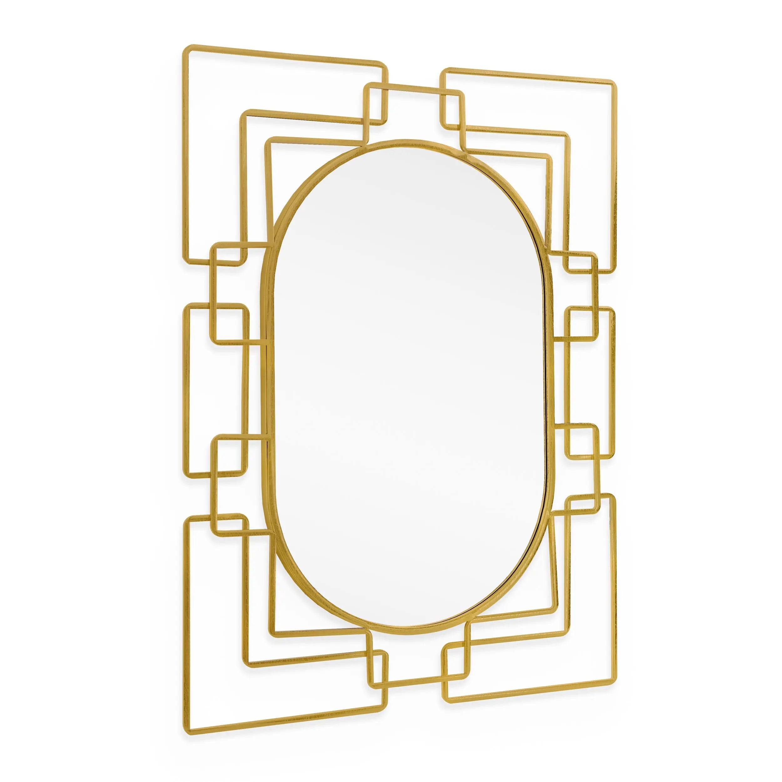 36" Gold Metal Geometric Oval Accent Mirror Homeroots Bed & Bath