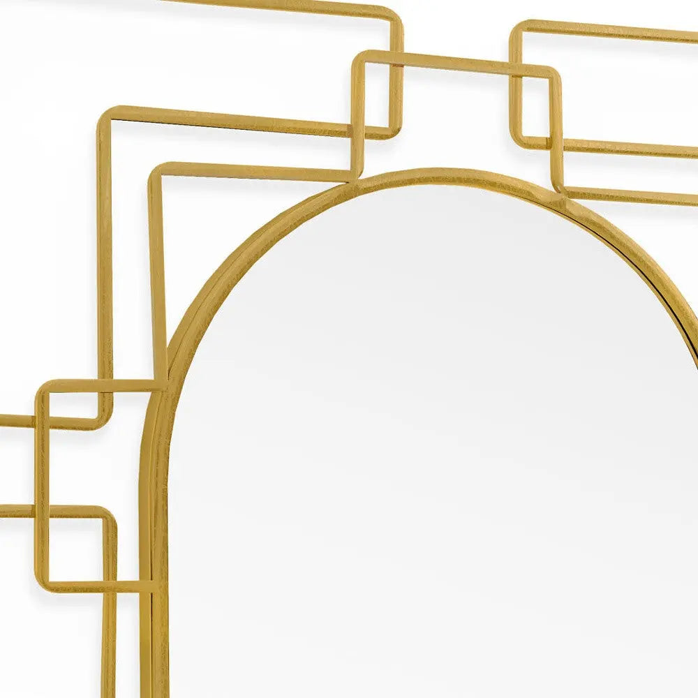 36" Gold Metal Geometric Oval Accent Mirror Homeroots Bed & Bath