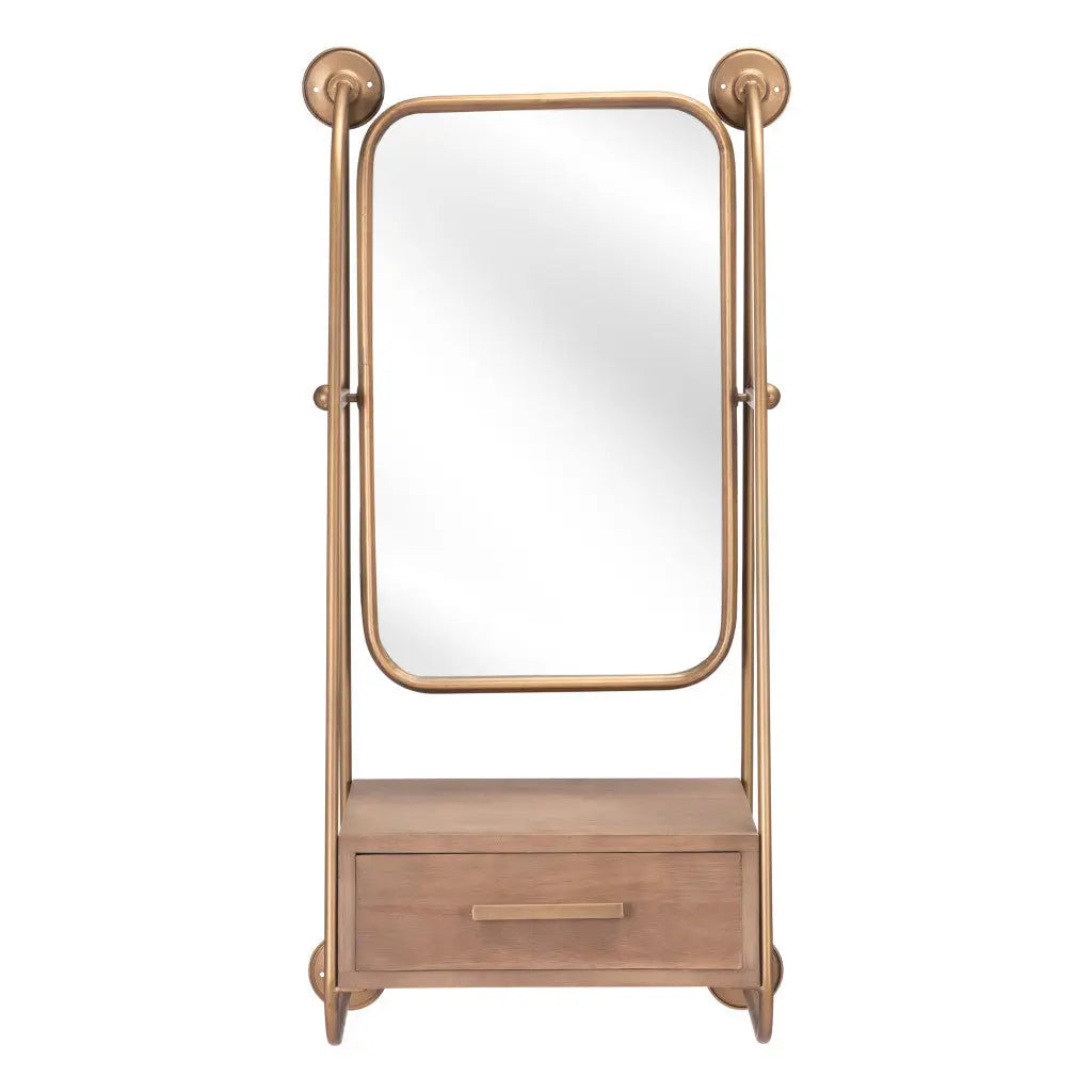 36" Gold Steel Framed Accent Mirror - GreatEagleInc