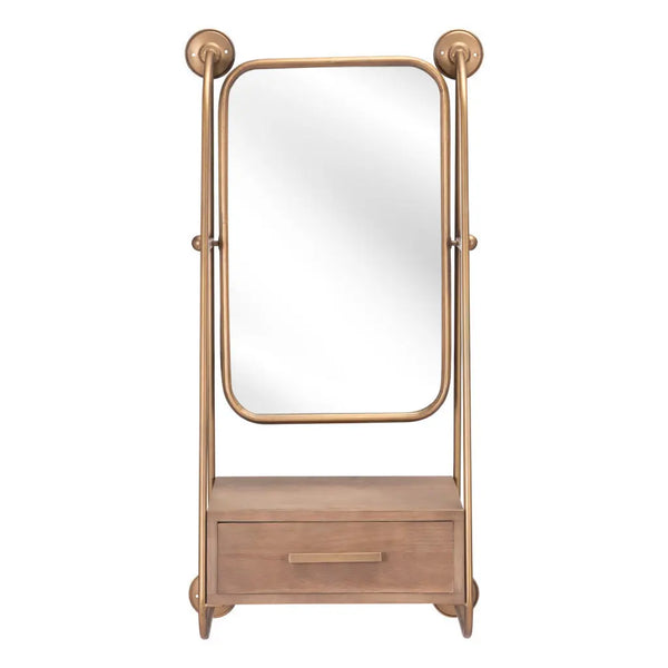 36" Gold Steel Framed Accent Mirror - GreatEagleInc