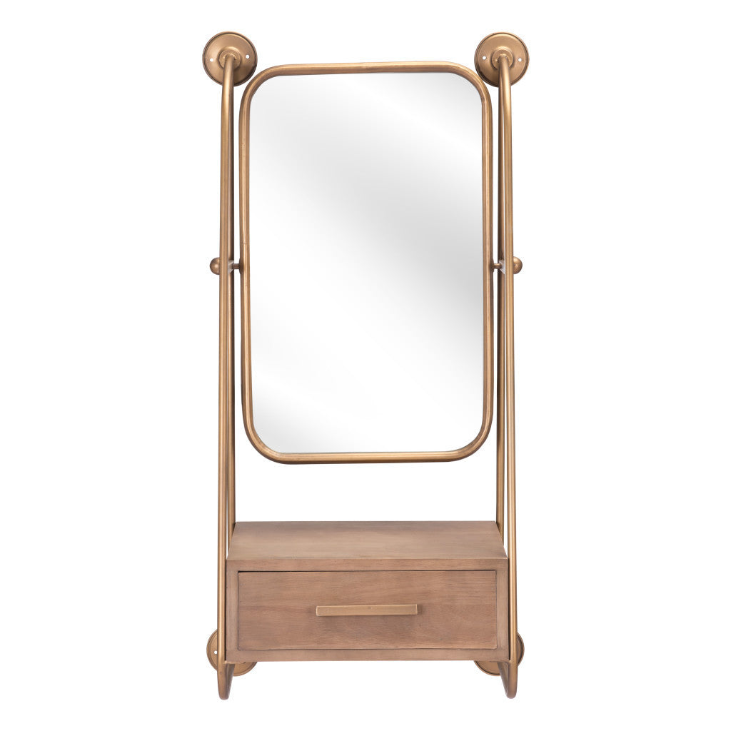 36" Gold Steel Framed Accent Mirror - GreatEagleInc