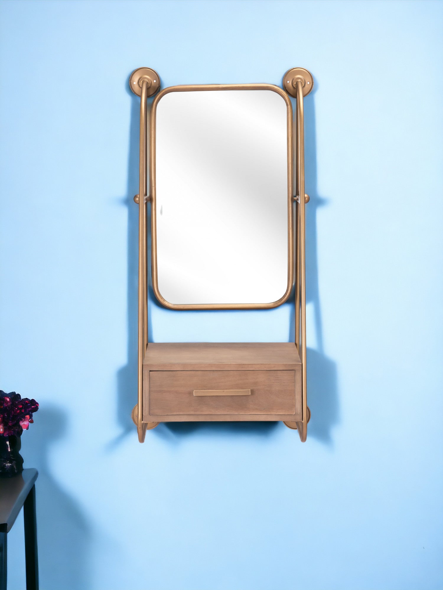 36" Gold Steel Framed Accent Mirror - GreatEagleInc