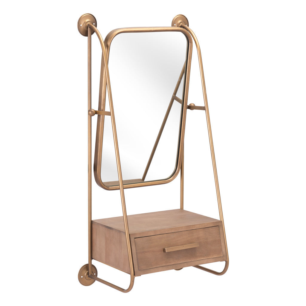 36" Gold Steel Framed Accent Mirror - GreatEagleInc
