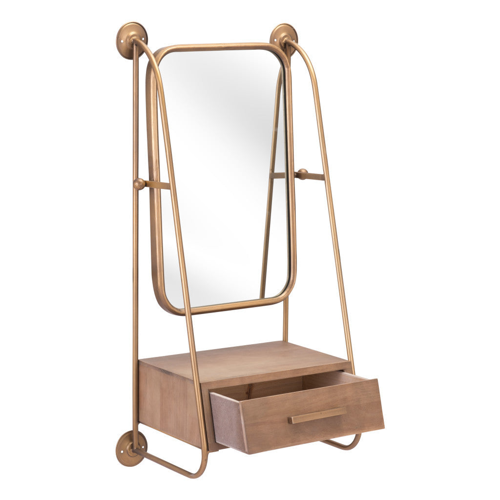 36" Gold Steel Framed Accent Mirror - GreatEagleInc