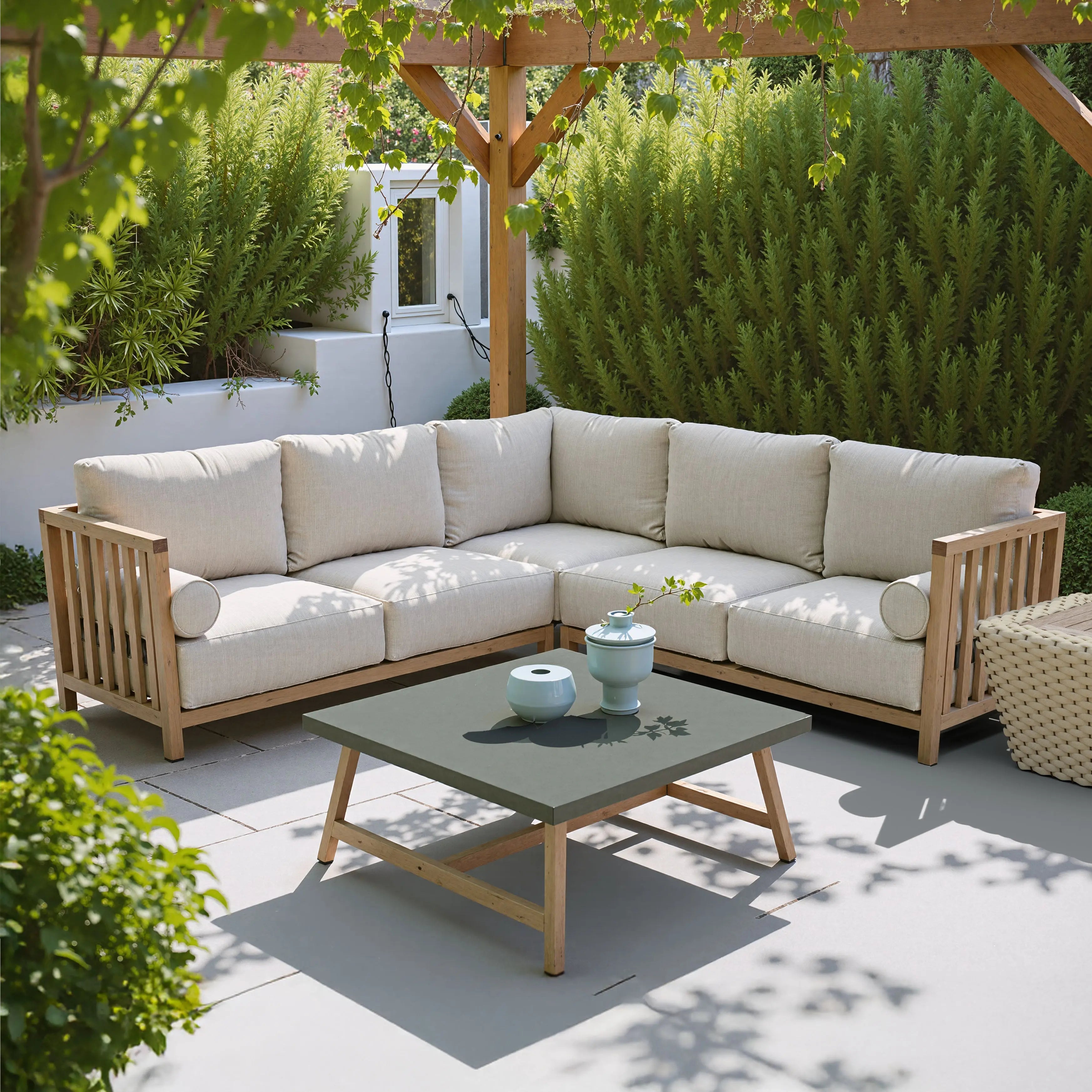 36" Gray Concrete Outdoor Coffee Table - GreatEagleInc