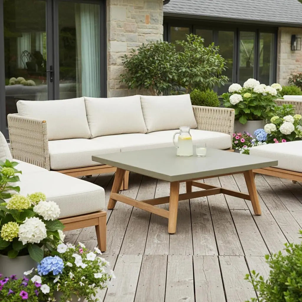 36" Gray Concrete Outdoor Coffee Table - GreatEagleInc