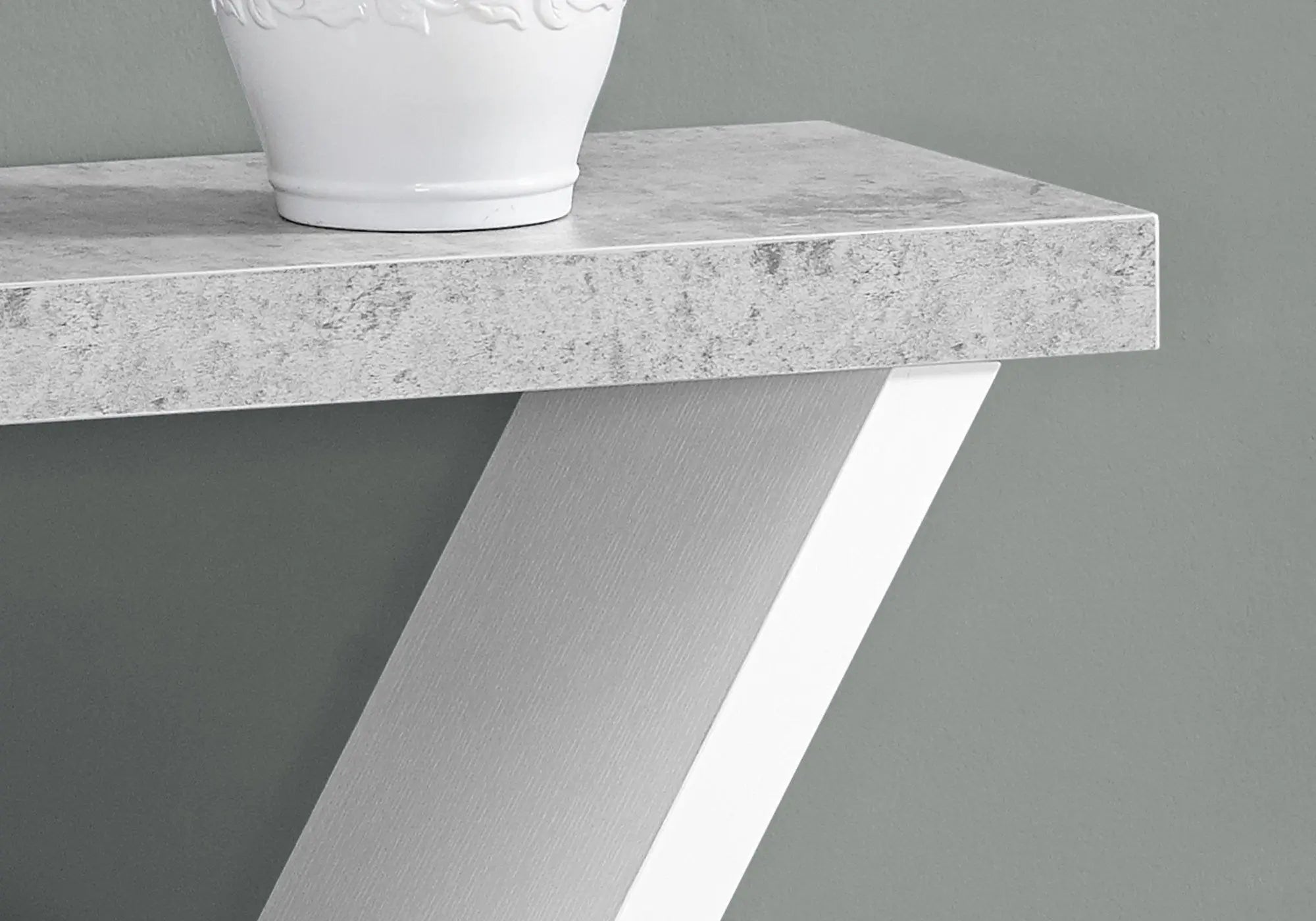 36" Gray and White Abstract Console Table With Shelves Homeroots Living Room
