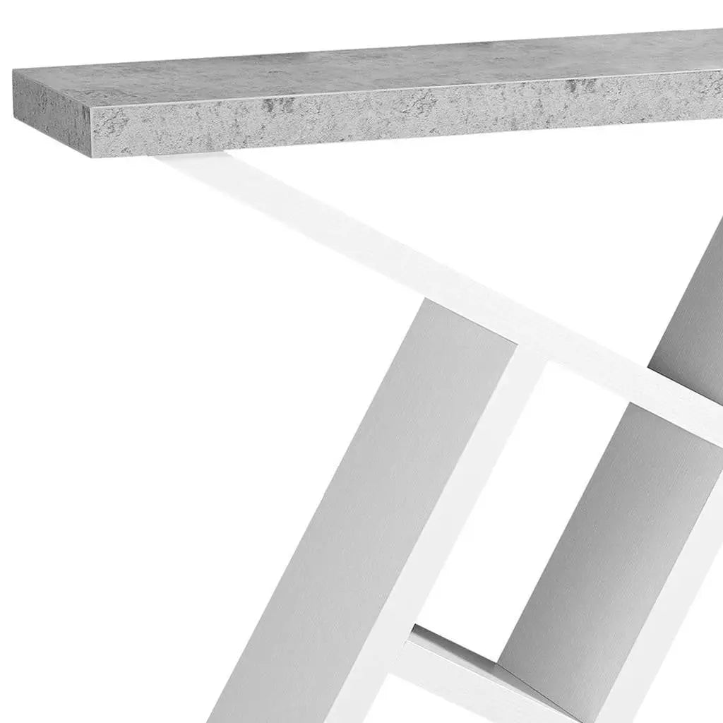 36" Gray and White Abstract Console Table With Shelves Homeroots Living Room