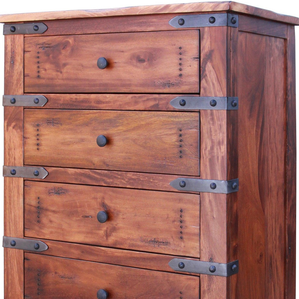 36" Natural Solid Wood Five Drawer Chest - GreatEagleInc