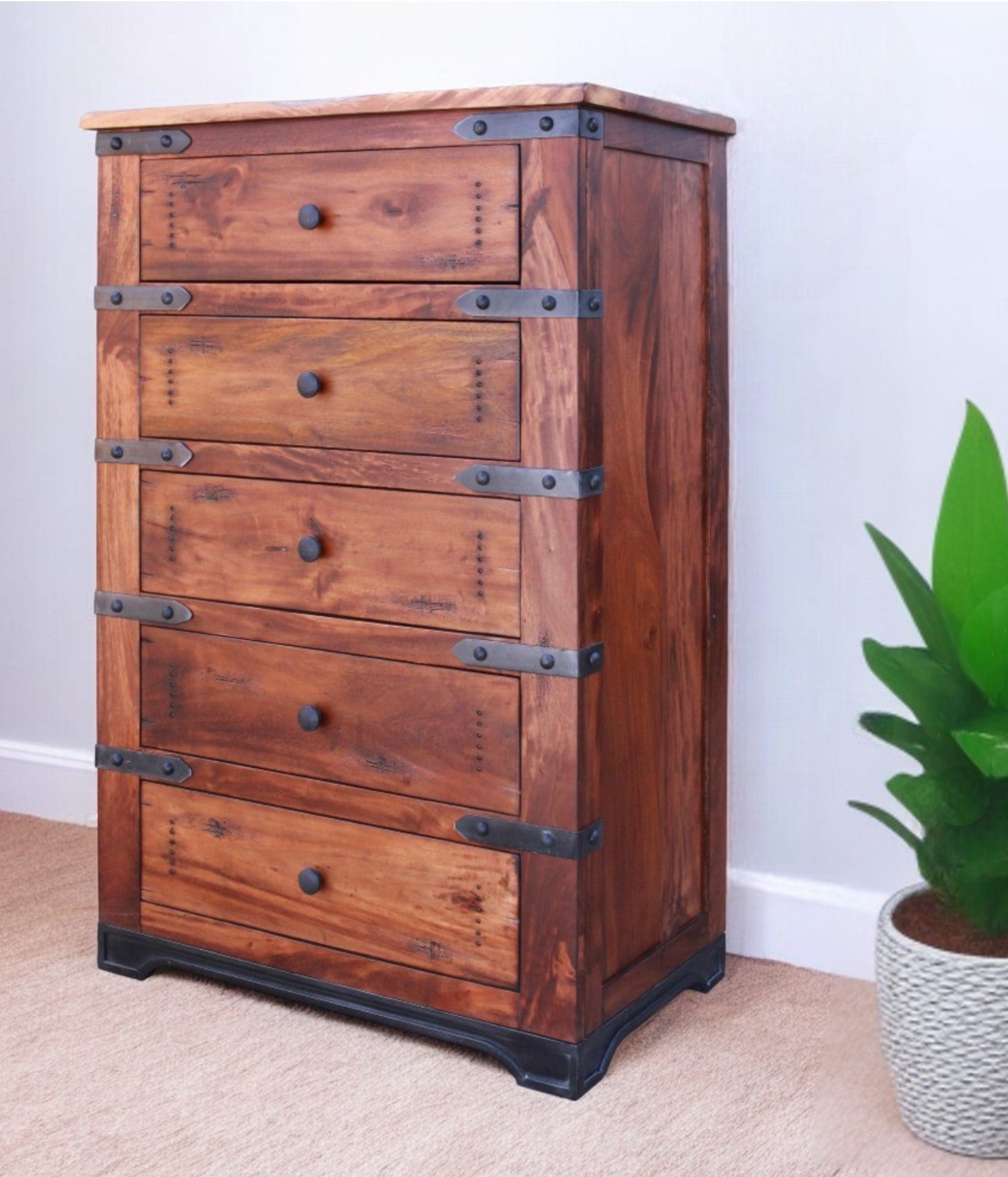 36" Natural Solid Wood Five Drawer Chest - GreatEagleInc