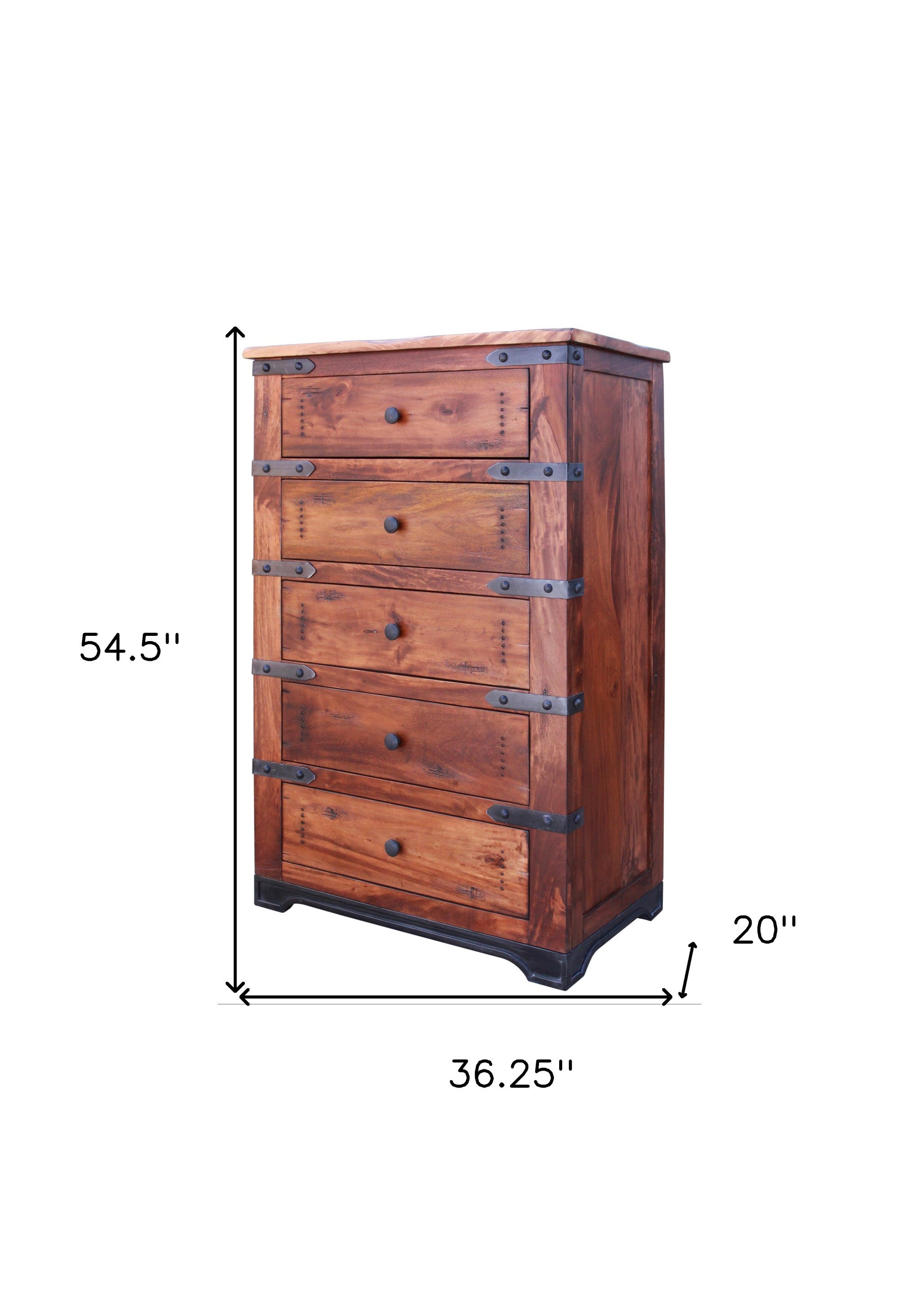 36" Natural Solid Wood Five Drawer Chest - GreatEagleInc