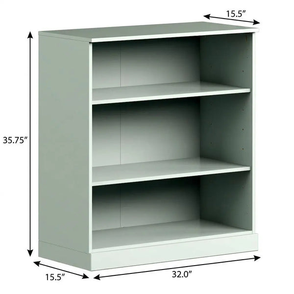 36" Sage Solid Wood Adjustable Three Tier Library Bookcase Homeroots Office