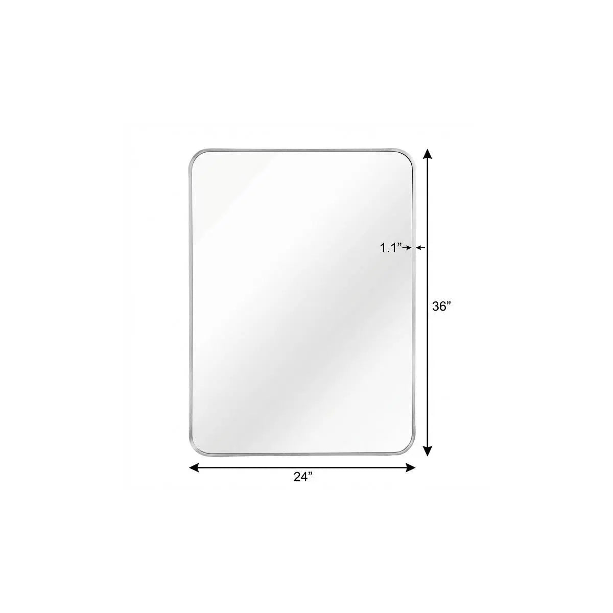 36" Silver Aluminum Framed Accent Mirror Homeroots Bed & Bath