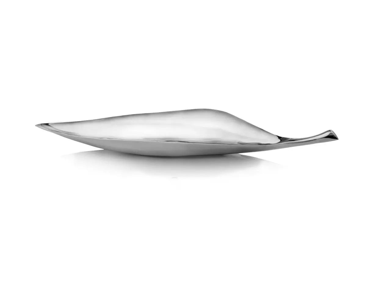 36" Silver Aluminum Leaf Shaped Centerpiece Bowl Homeroots Kitchen & Dining