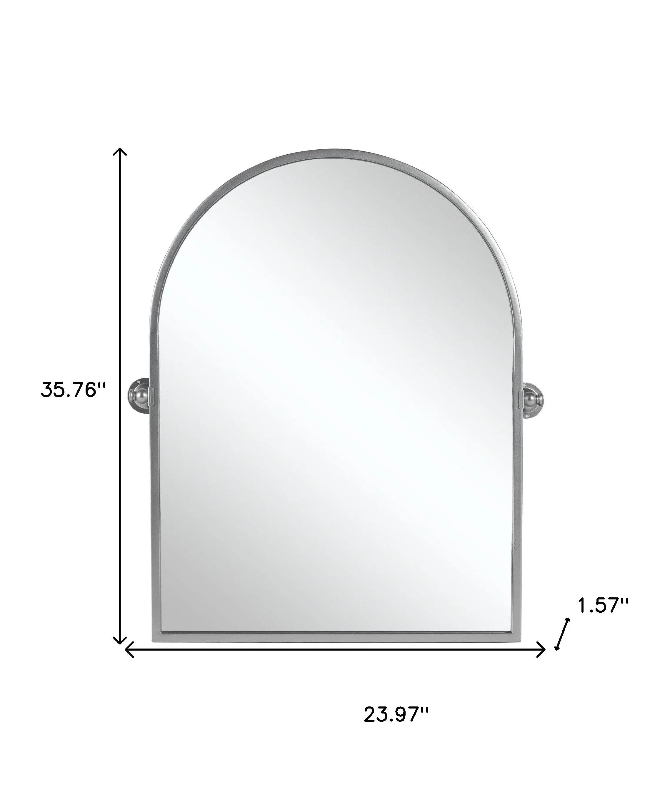 36" Silver Metal Arch Tilting Framed Accent Mirror Homeroots Bed & Bath