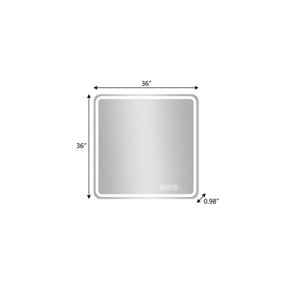36" Silver Square Lighted Frameless Bathroom Vanity Mirror Homeroots Bed & Bath