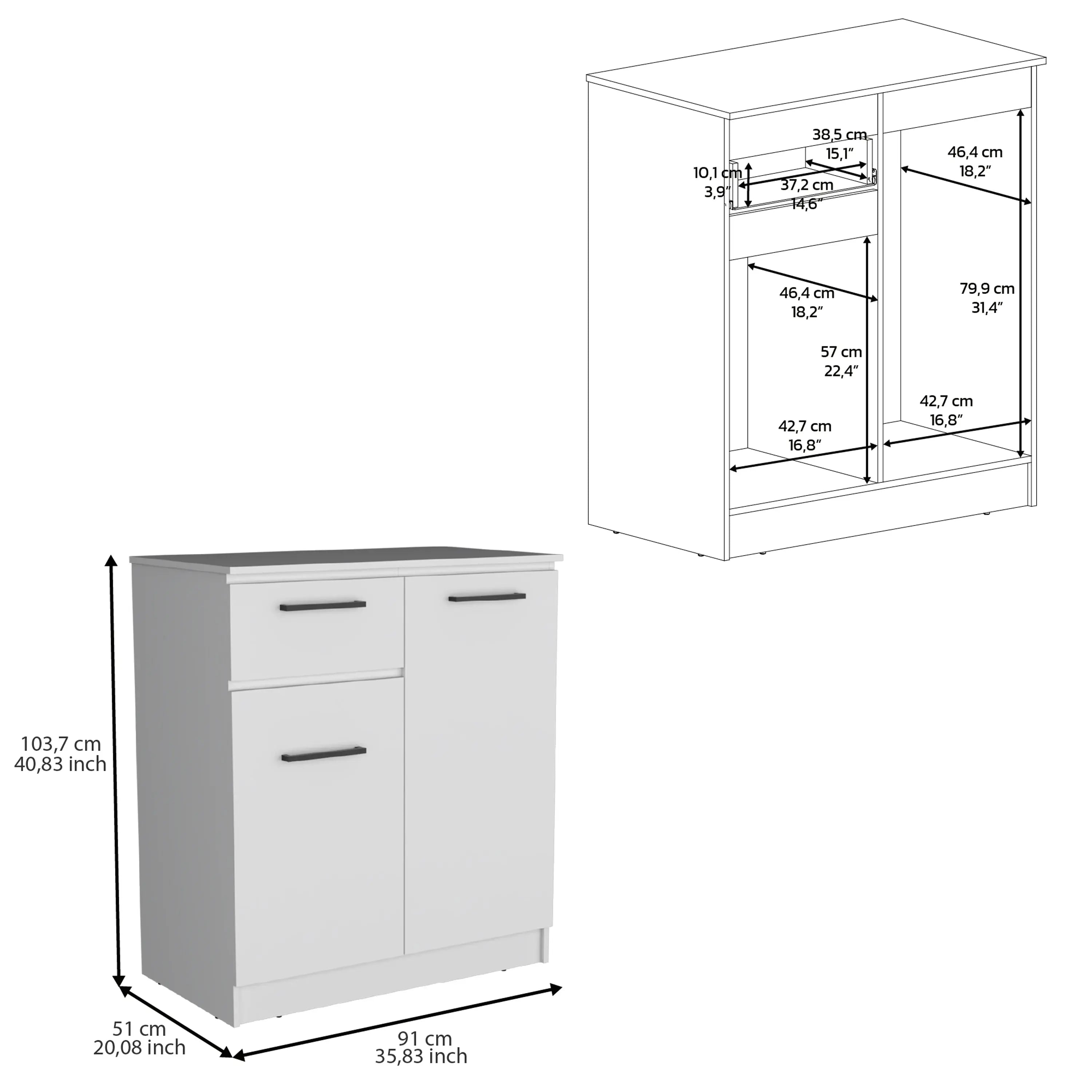 36" White Drawer Combo Dresser Homeroots Bed & Bath
