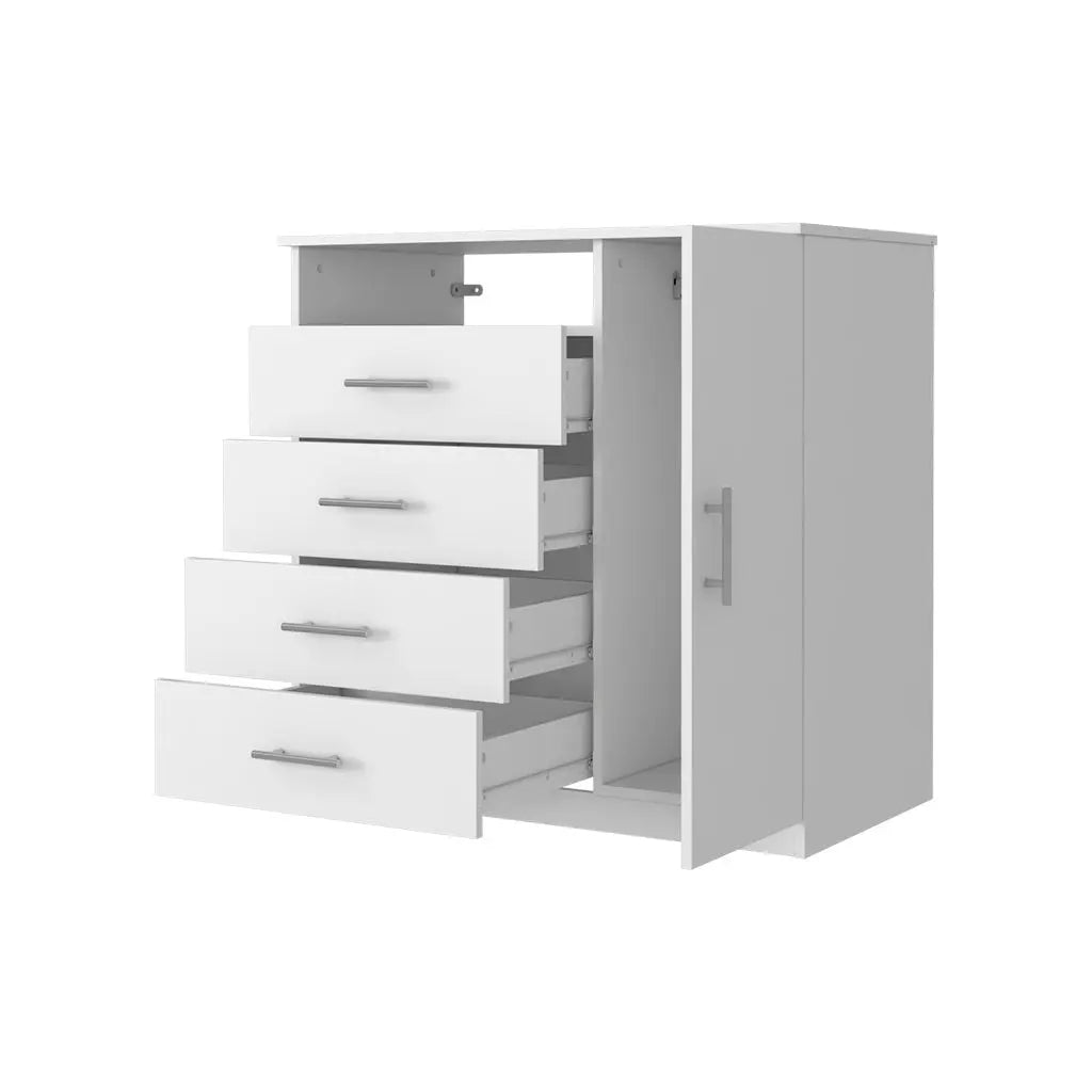 36" White Four Drawer Combo Dresser Homeroots Bed & Bath