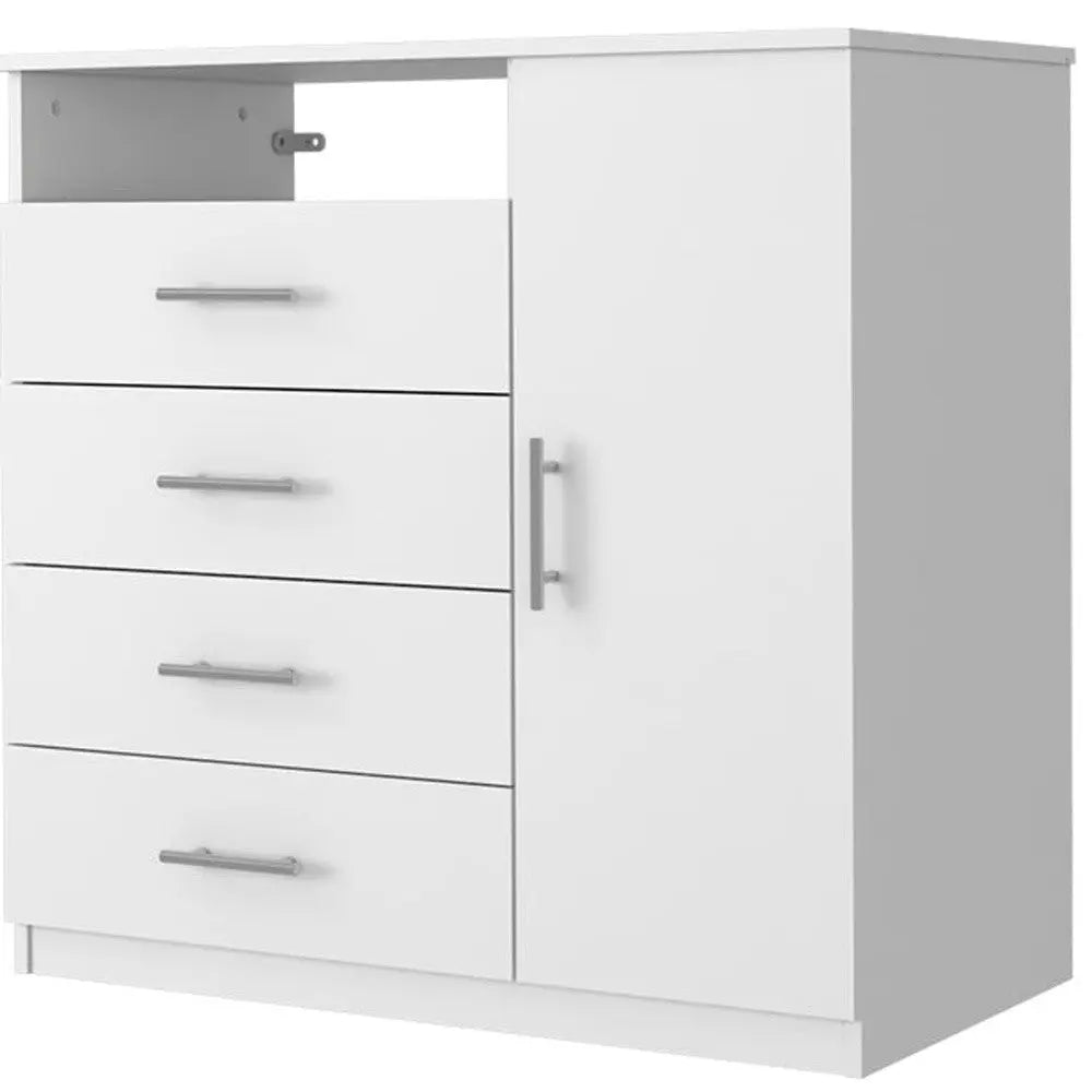 36" White Four Drawer Combo Dresser Homeroots Bed & Bath
