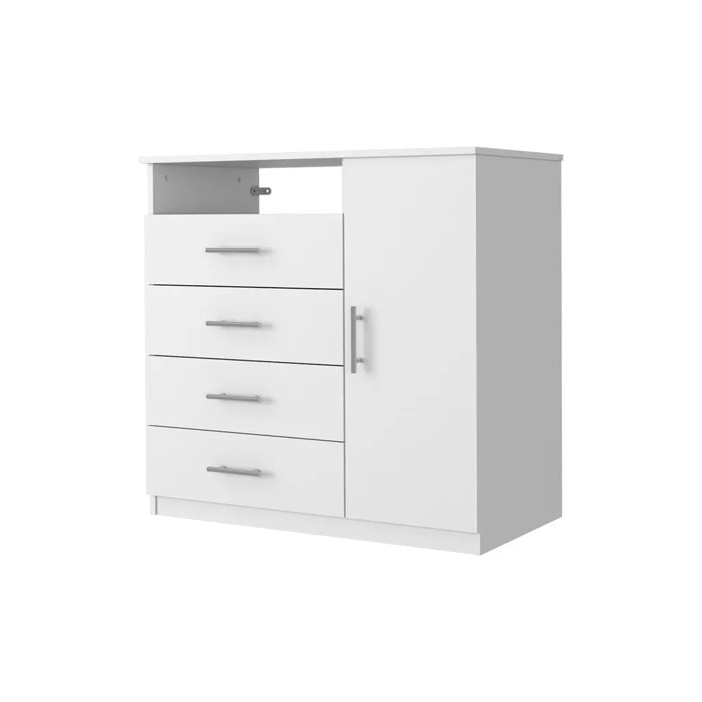 36" White Four Drawer Combo Dresser Homeroots Bed & Bath