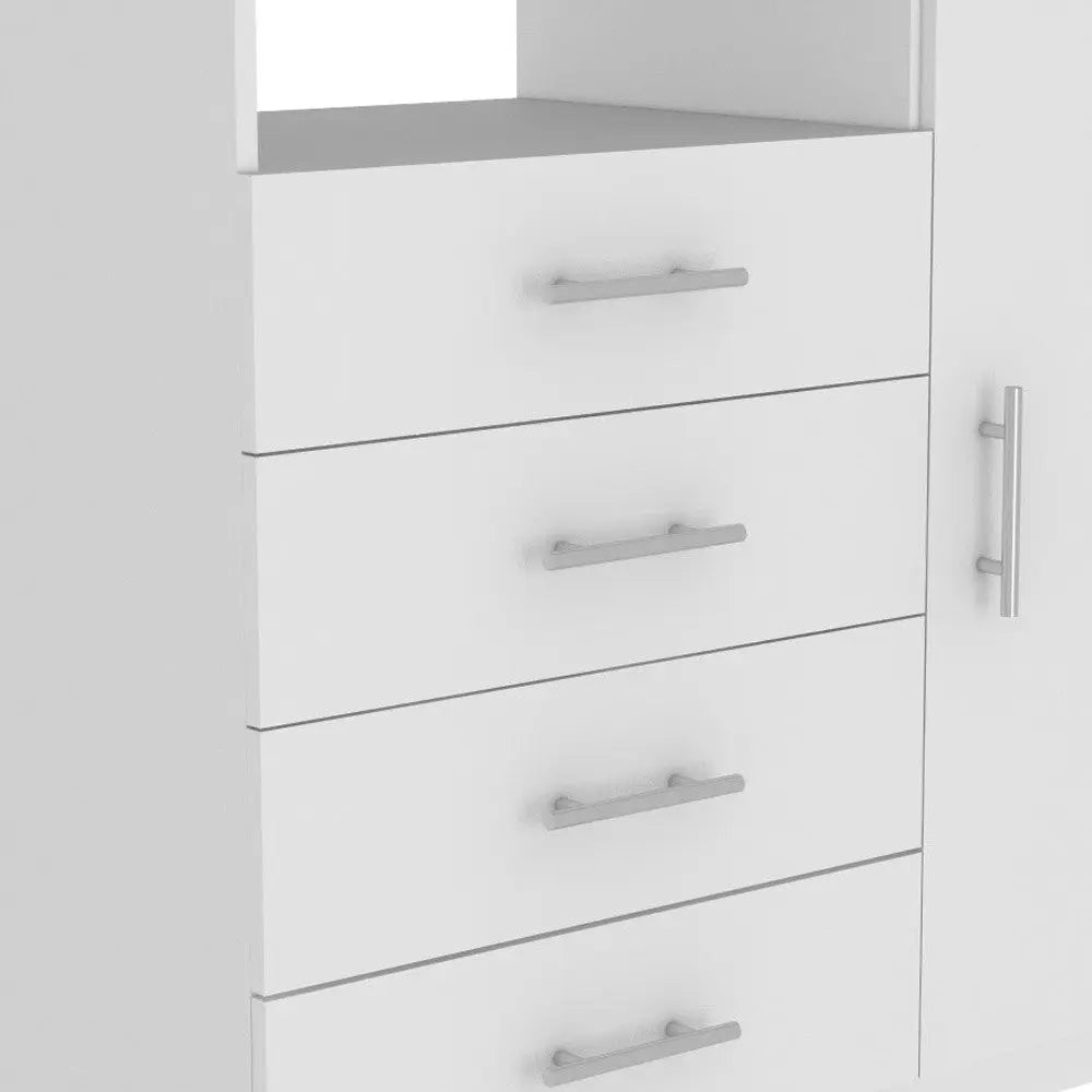 36" White Four Drawer Combo Dresser With Open Shelf Homeroots Bed & Bath