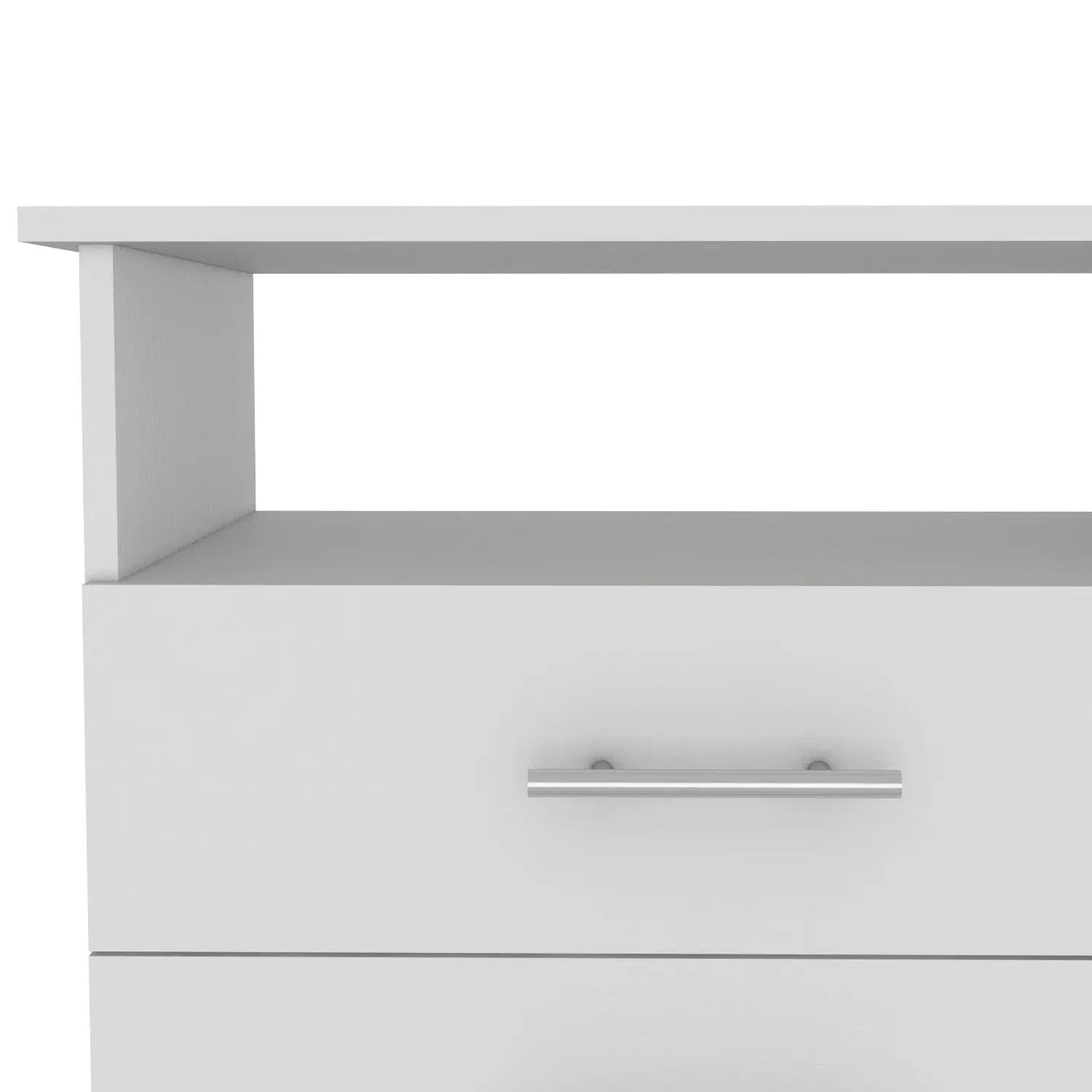 36" White Four Drawer Combo Dresser With Open Shelf Homeroots Bed & Bath