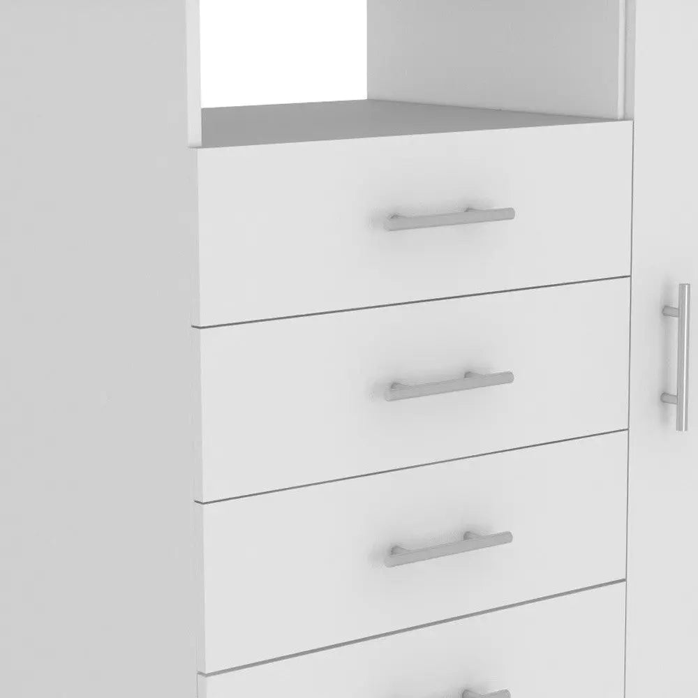 36" White Four Drawer Combo Dresser With Open Shelf Homeroots Bed & Bath