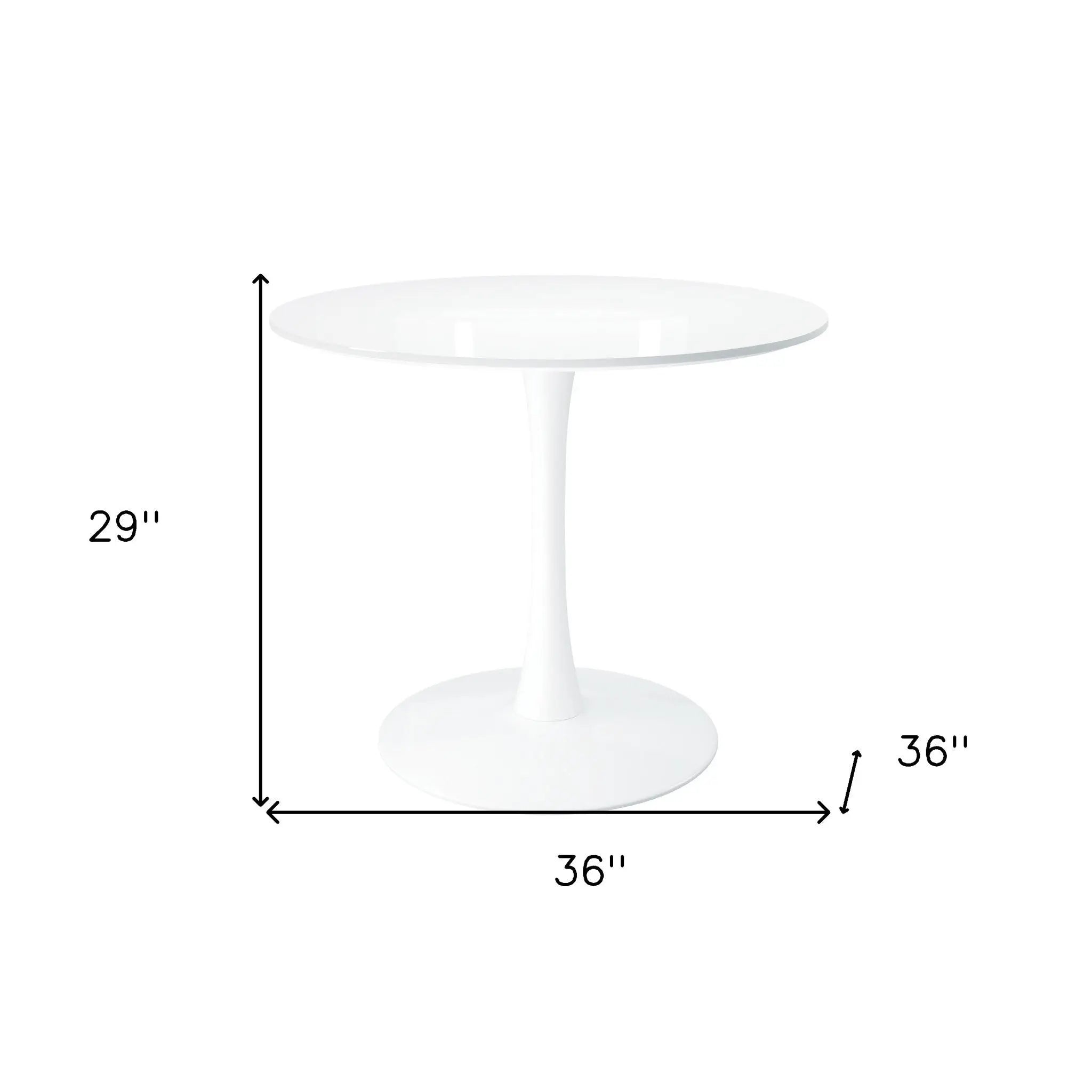 36" White Metal Dining Table Homeroots Kitchen & Dining