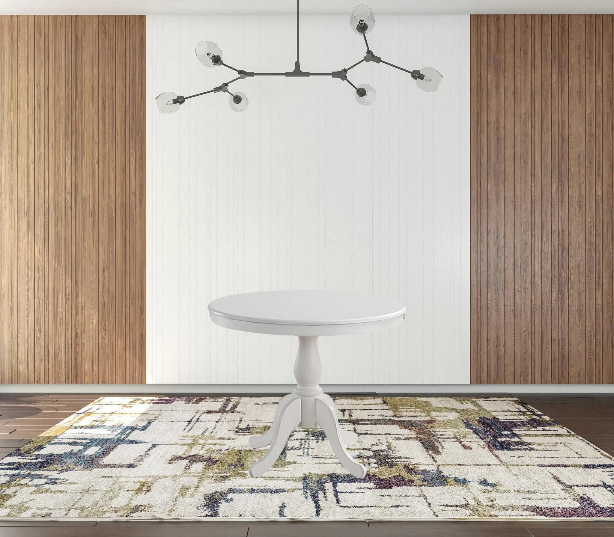36" White Rounded Solid Manufactured Wood And Solid Wood Pedestal Base Dining Table Homeroots Kitchen & Dining