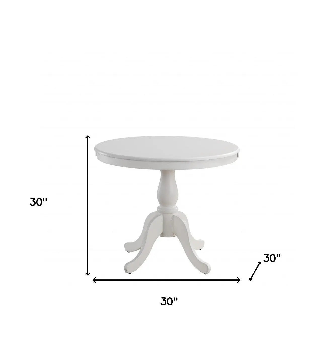 36" White Rounded Solid Manufactured Wood And Solid Wood Pedestal Base Dining Table Homeroots Kitchen & Dining