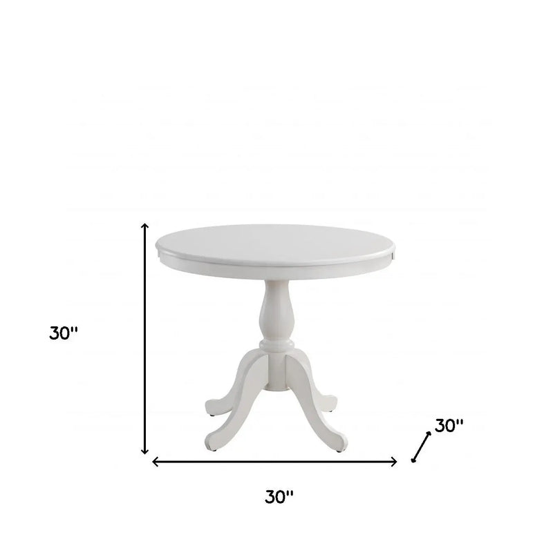 36" White Rounded Solid Manufactured Wood And Solid Wood Pedestal Base Dining Table Homeroots Kitchen & Dining