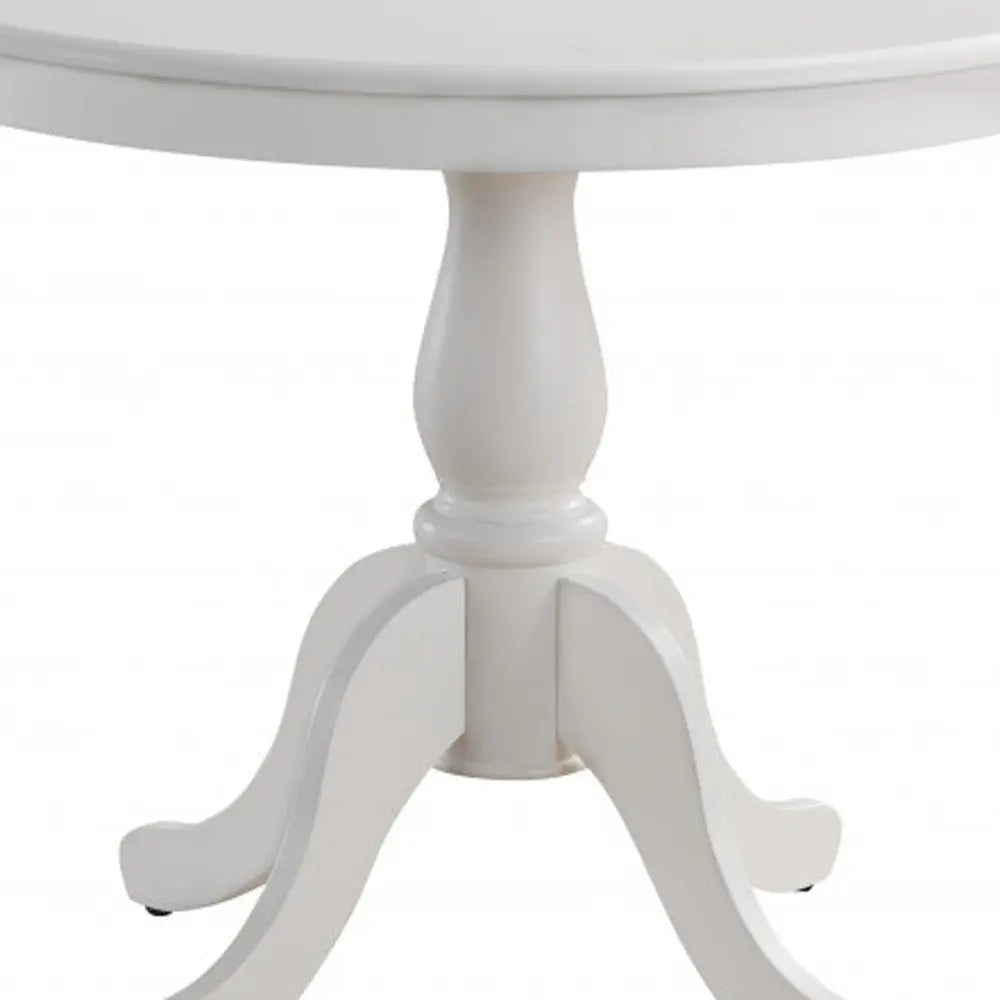 36" White Rounded Solid Manufactured Wood And Solid Wood Pedestal Base Dining Table Homeroots Kitchen & Dining