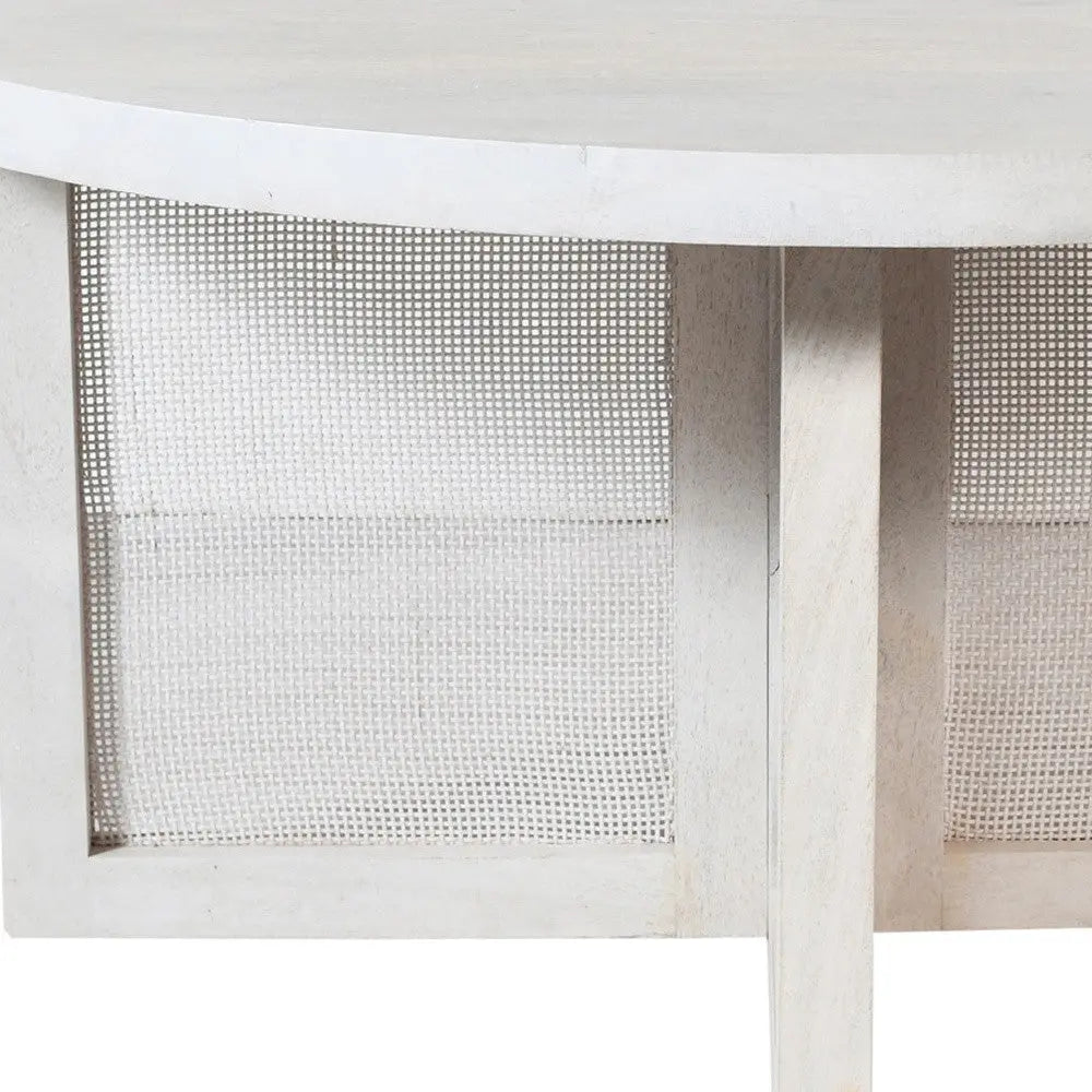 36" White Solid Wood Round Cross Legs Coffee Table Homeroots Living Room