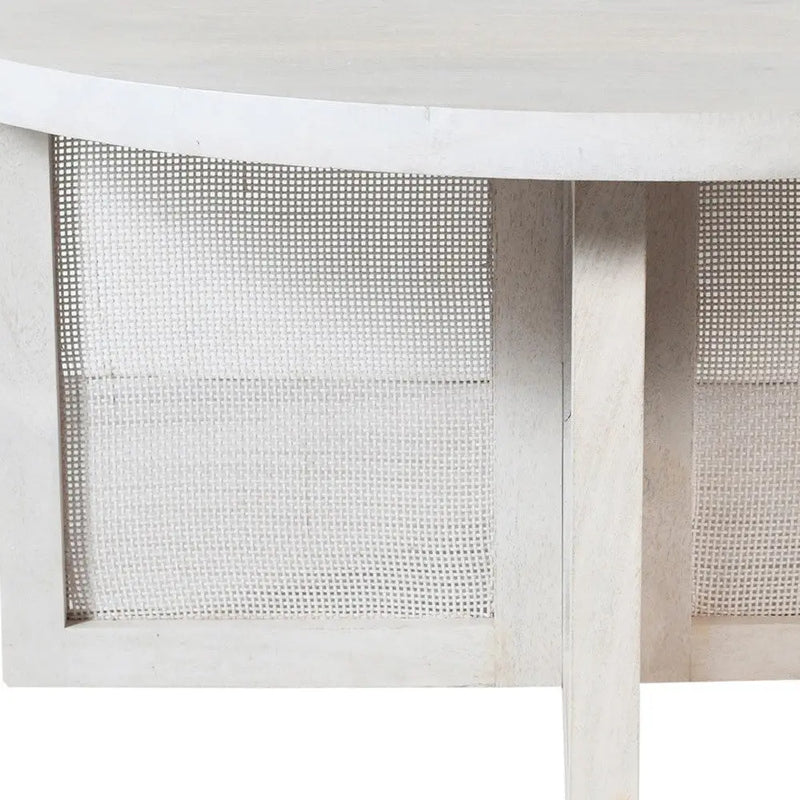 36" White Solid Wood Round Cross Legs Coffee Table Homeroots Living Room
