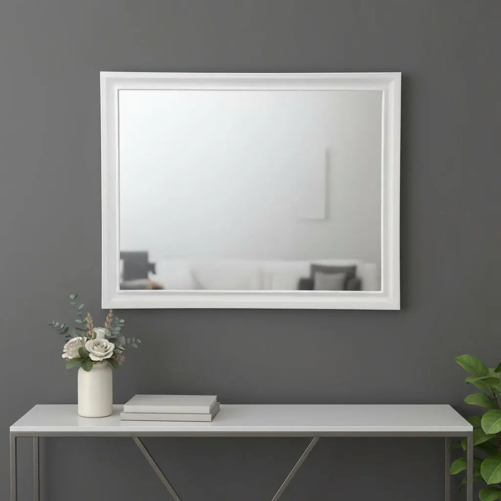 36" White Wood Framed Mounted Dresser Mirror Homeroots Bed & Bath