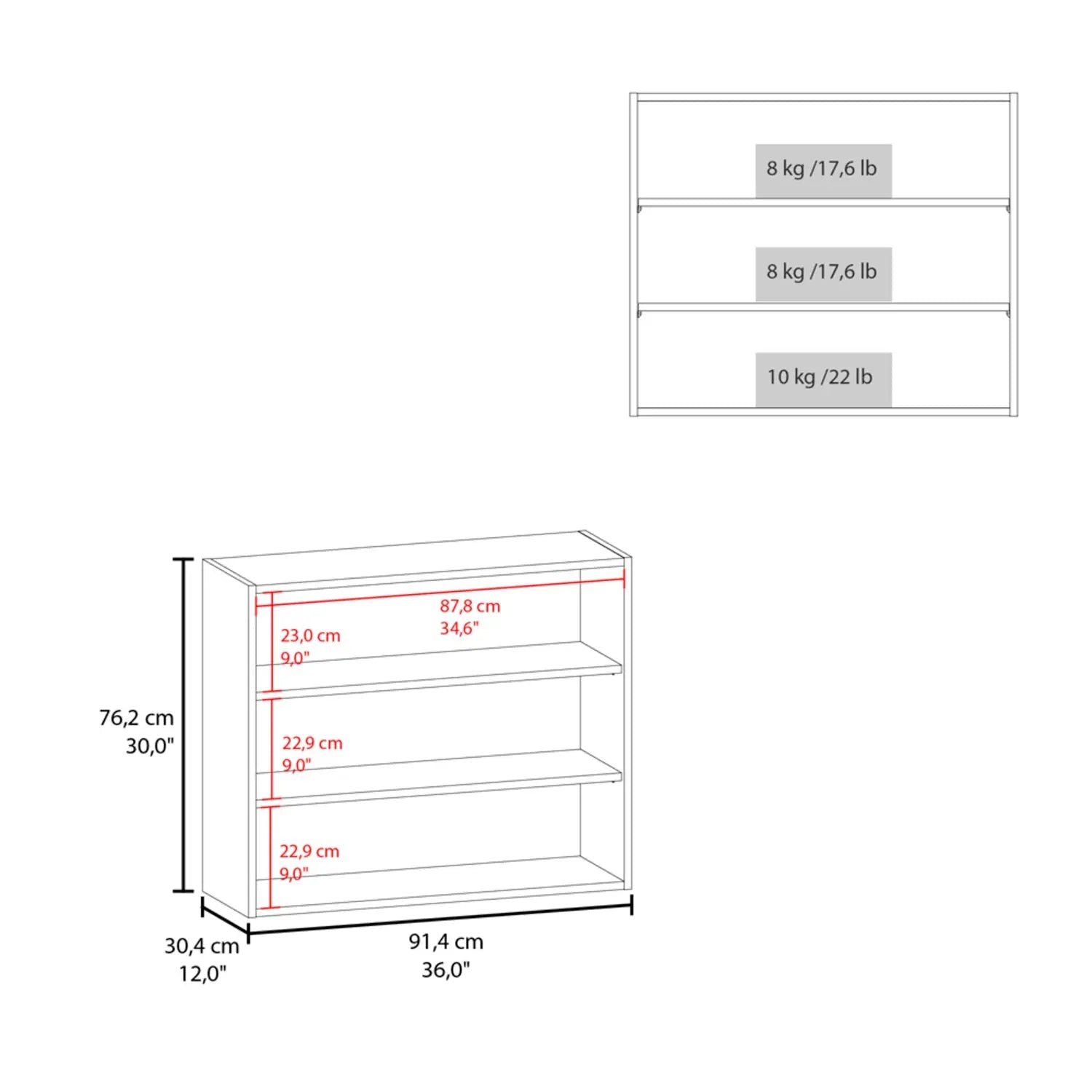 36" White Wood Three Tier Wall Mounted Floating Shelf Homeroots Organization