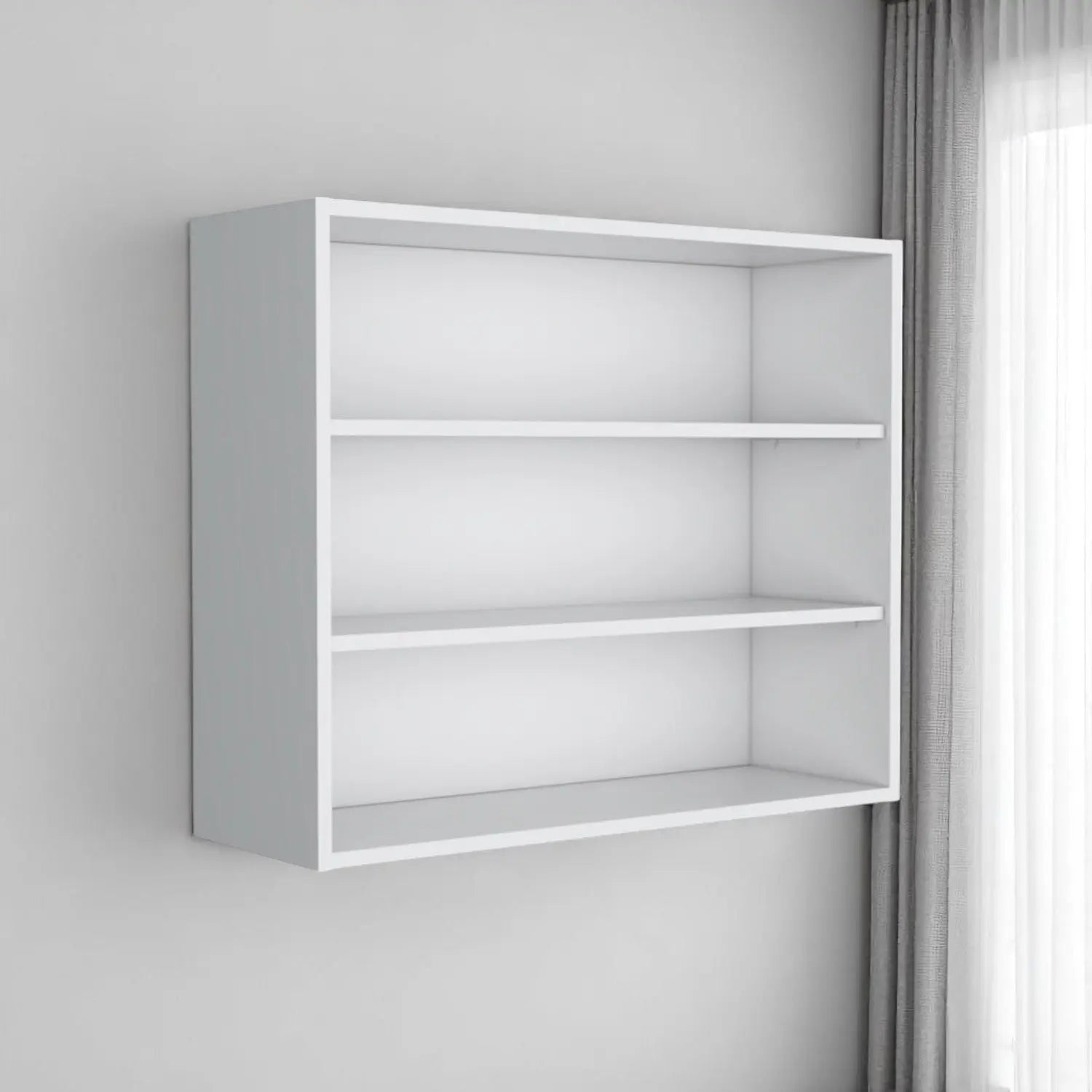 36" White Wood Three Tier Wall Mounted Floating Shelf Homeroots Organization